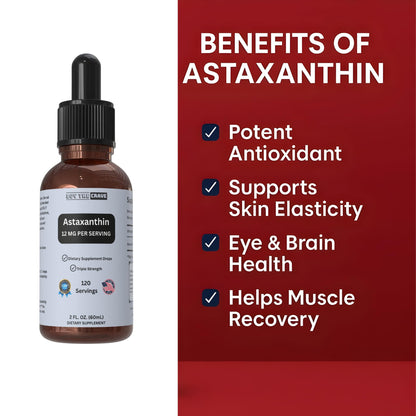 Astaxanthin Liquid Drops – 12mg per Serving with EVOO | Vegan