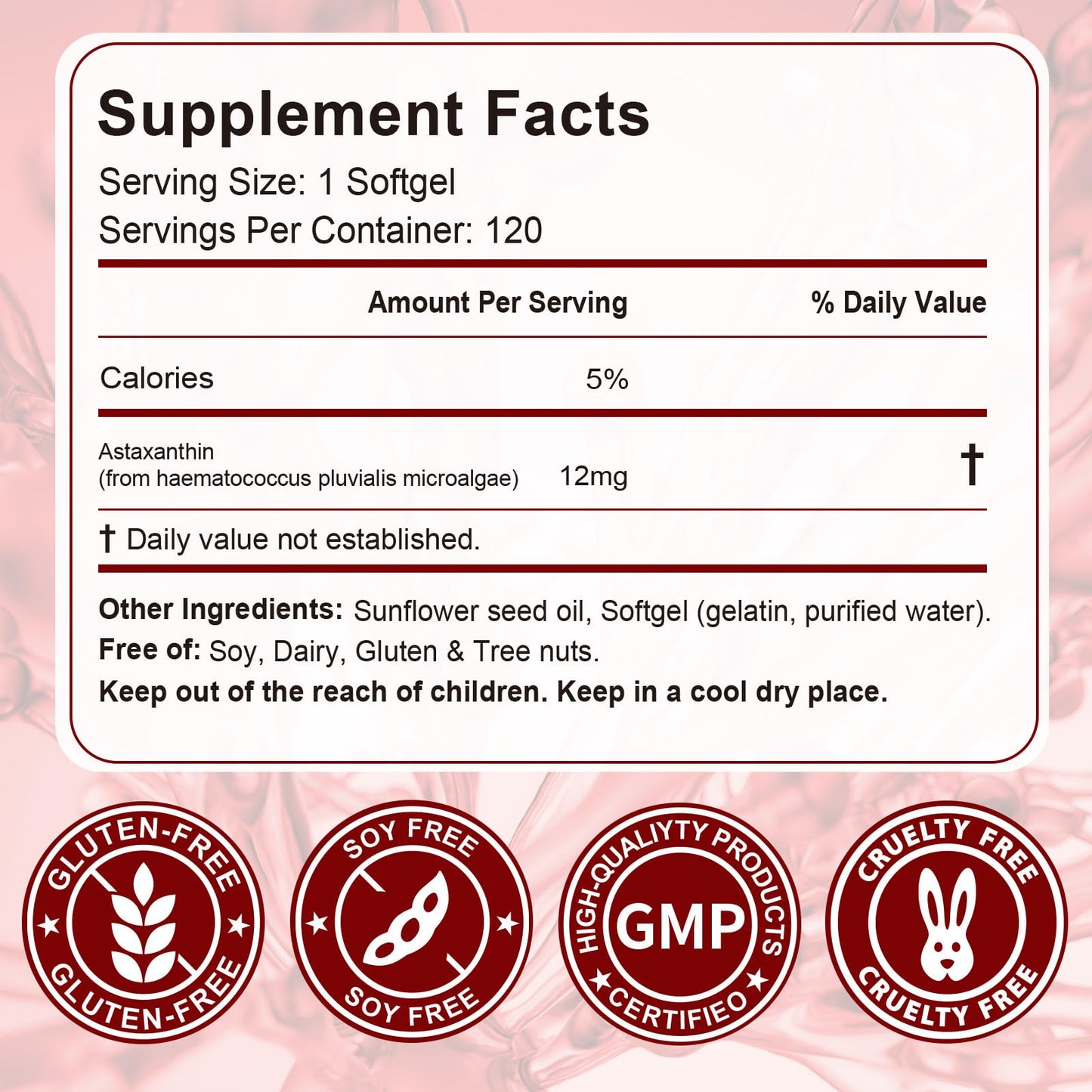 Astaxanthin 12mg – 120 Softgels (4 Month Supply) Premium Antioxidant Support