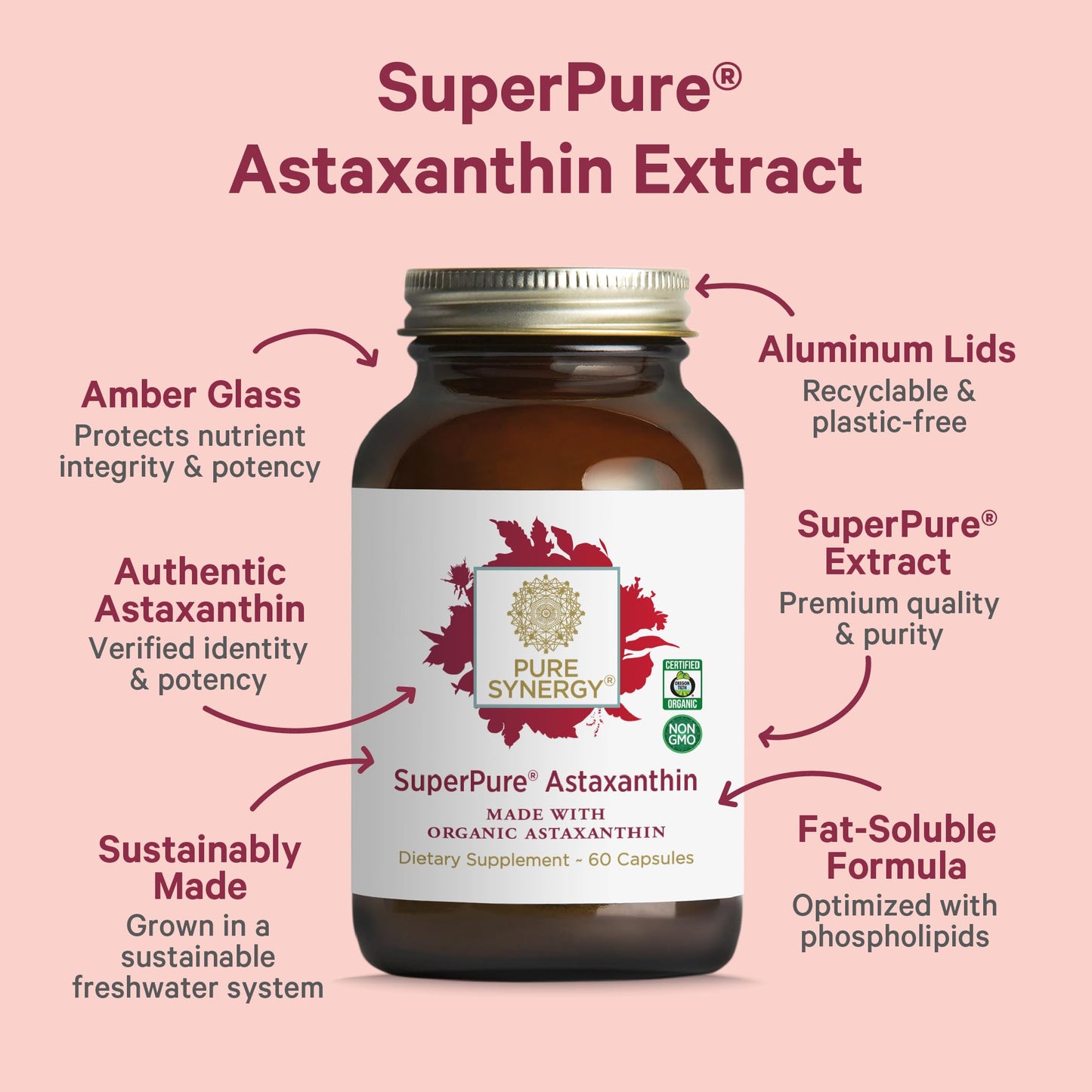 PURE SYNERGY SuperPure Astaxanthin Extract – Organic Algae Astaxanthin