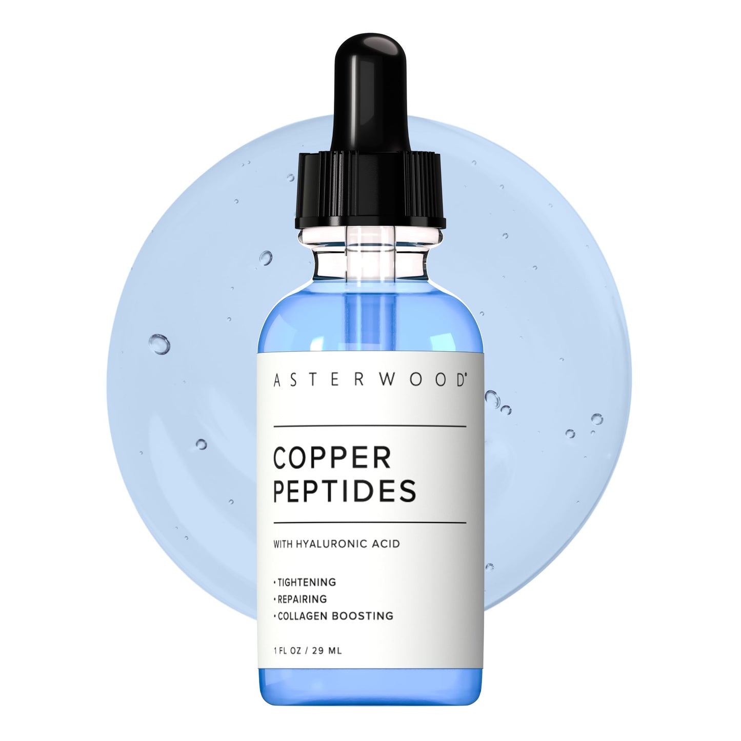 Asterwood Copper Peptides Serum for Face — GHK-Cu + Hyaluronic Acid | Anti-Aging Facial Serum, 1 Fl Oz