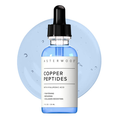 Asterwood Copper Peptides Serum for Face — GHK-Cu + Hyaluronic Acid | Anti-Aging Facial Serum, 1 Fl Oz