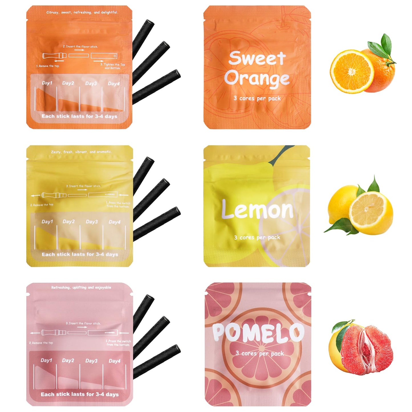 ASTOFLI Flavoured Inner Filter Packs: Orange, Pomelo & Lemon Breathlace Necklace with Resistance Filter