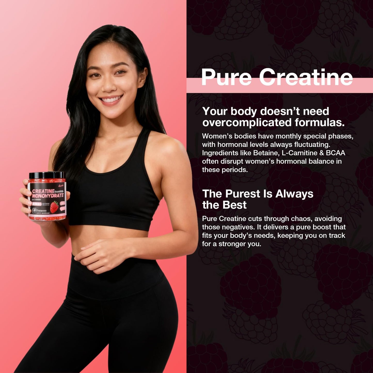 Asumtal Creatine for Women 5000 MG – Gummies (Sugar Free Raspberry)