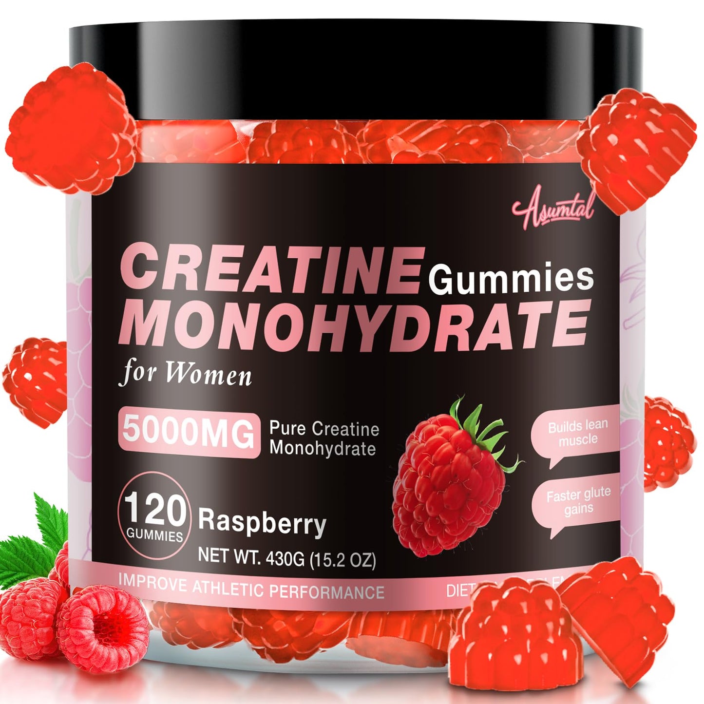 Asumtal Creatine for Women 5000 MG – Gummies (Sugar Free Raspberry)
