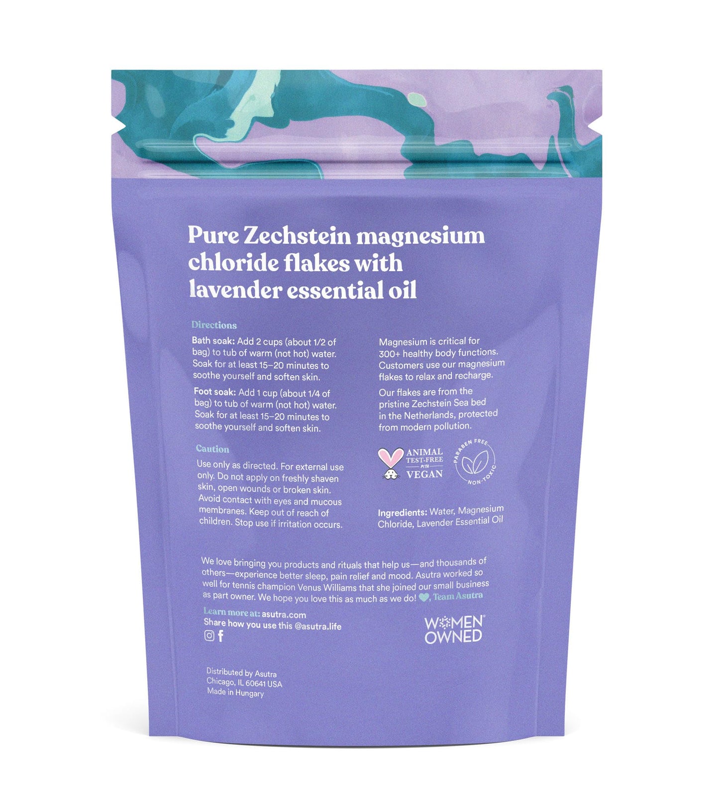 ASUTRA Magnesium Chloride Bath Flakes with Lavender – 2 lbs