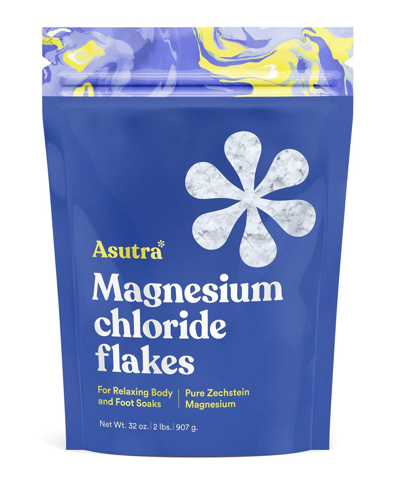 ASUTRA Magnesium Chloride Bath Flakes 2 lbs | Rapid Absorption