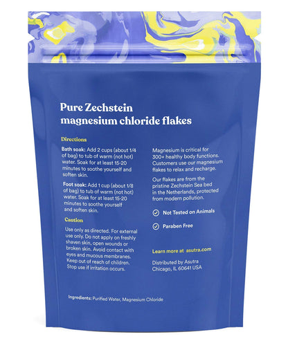 ASUTRA Magnesium Chloride Bath Flakes 4 lbs | Relaxing Foot & Body Soaks