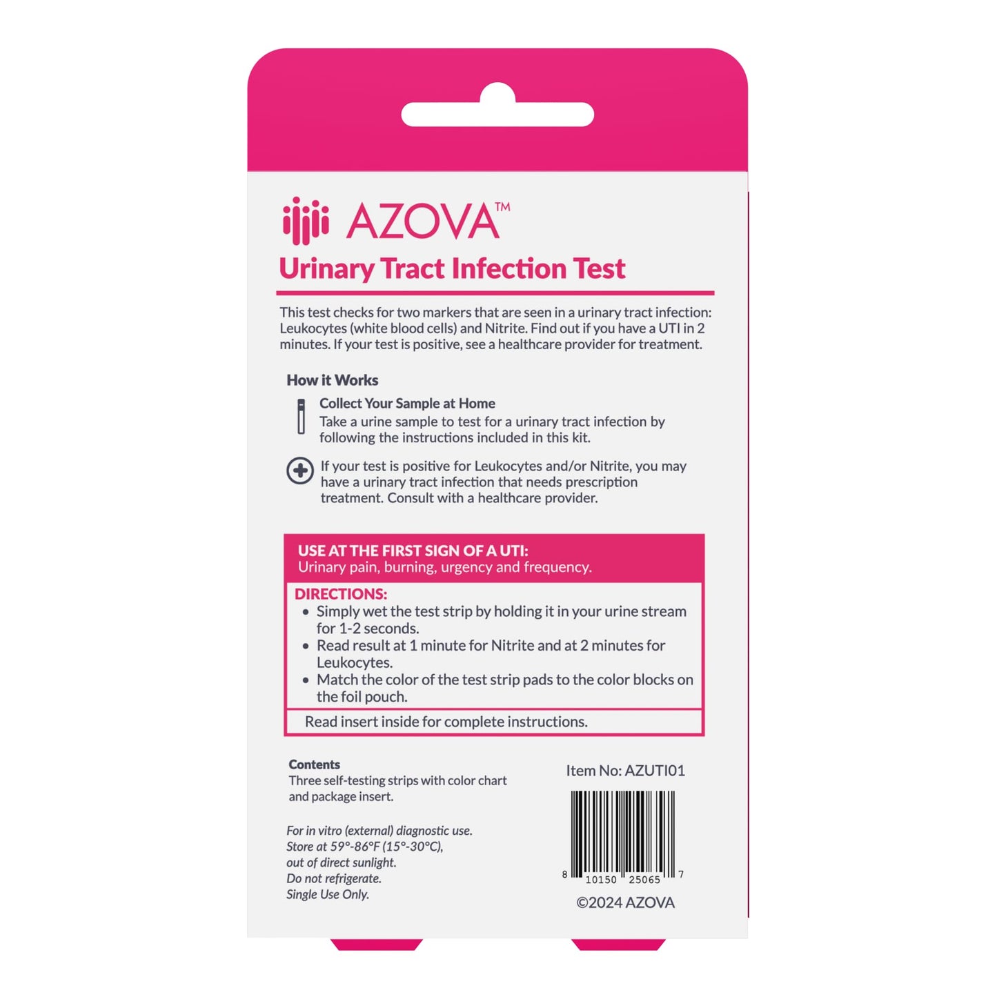 Urinary Health Test Strips – At-Home Wellness Kit for Men, Women & Children | 2-Minute Results | Non-Invasive | 3 Tests | HSA/FSA Eligible by AZOVA