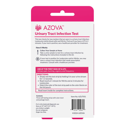 Urinary Health Test Strips – At-Home Wellness Kit for Men, Women & Children | 2-Minute Results | Non-Invasive | 3 Tests | HSA/FSA Eligible by AZOVA