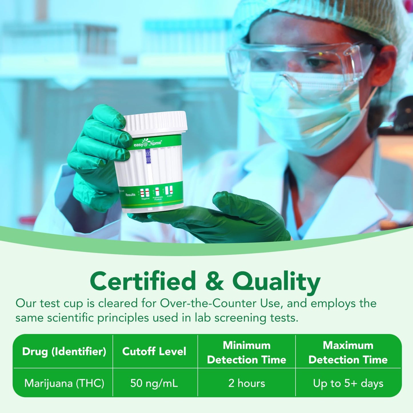 Easy@Home THC Urine Test Cup – 5-Minute Marijuana Drug Screen (1 Pack) #ECTH4-114A3