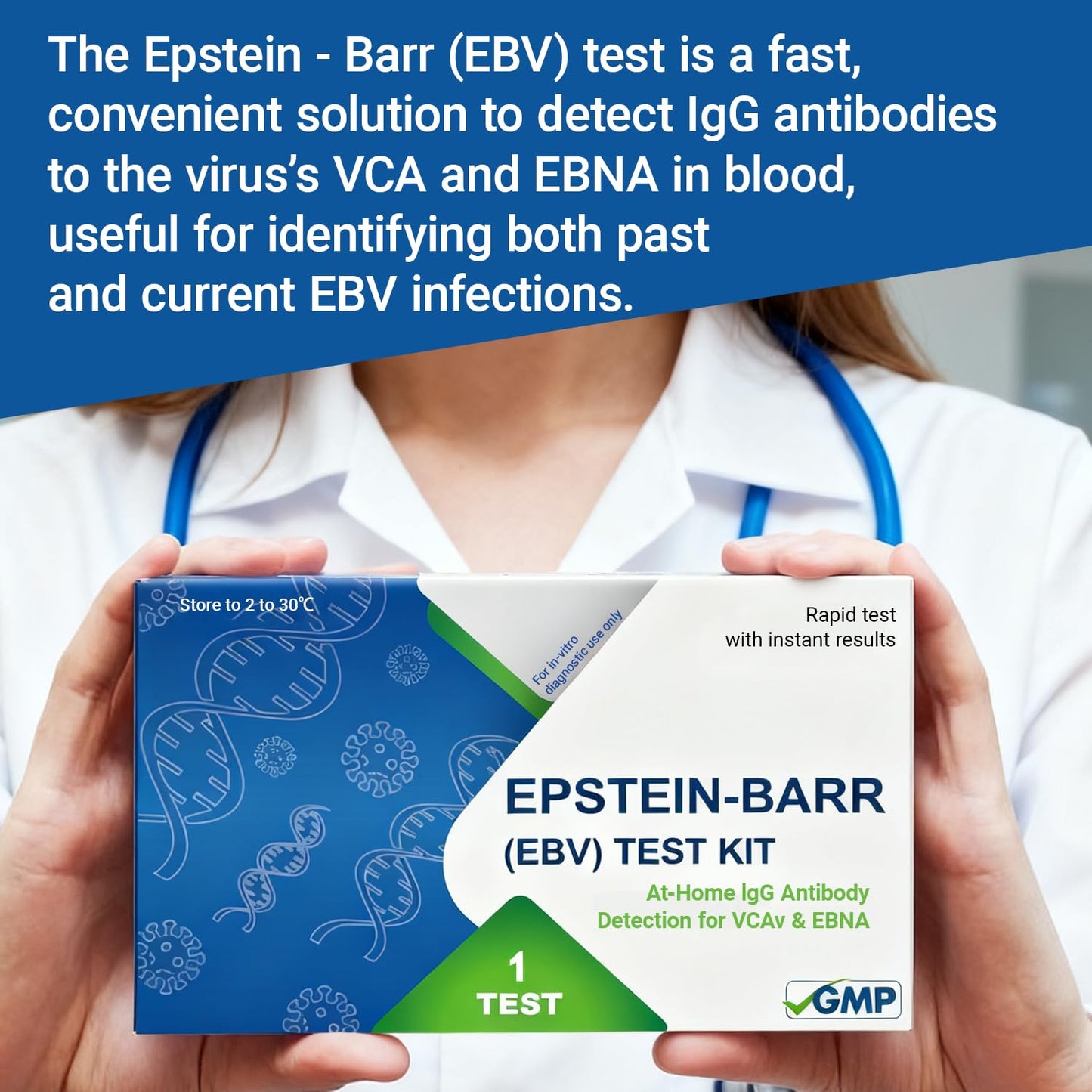 at-Home Epstein-Barr (EBV) Test Kit – Finger-Prick Sample, No Lab Visit Needed – Detects IgG to VCA & EBNA (In Vitro Diagnostic Use Only)