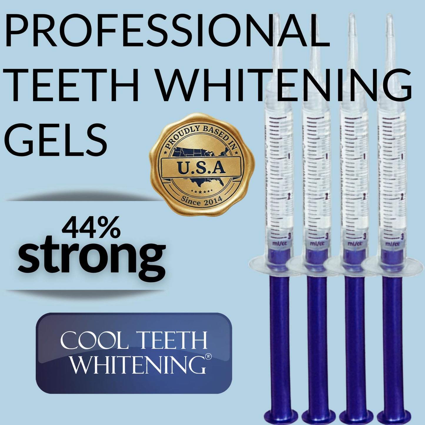 Teeth Whitening Kit – 4 Syringes (3ml) 44% Carbamide Peroxide | Vegan & Gluten-Free