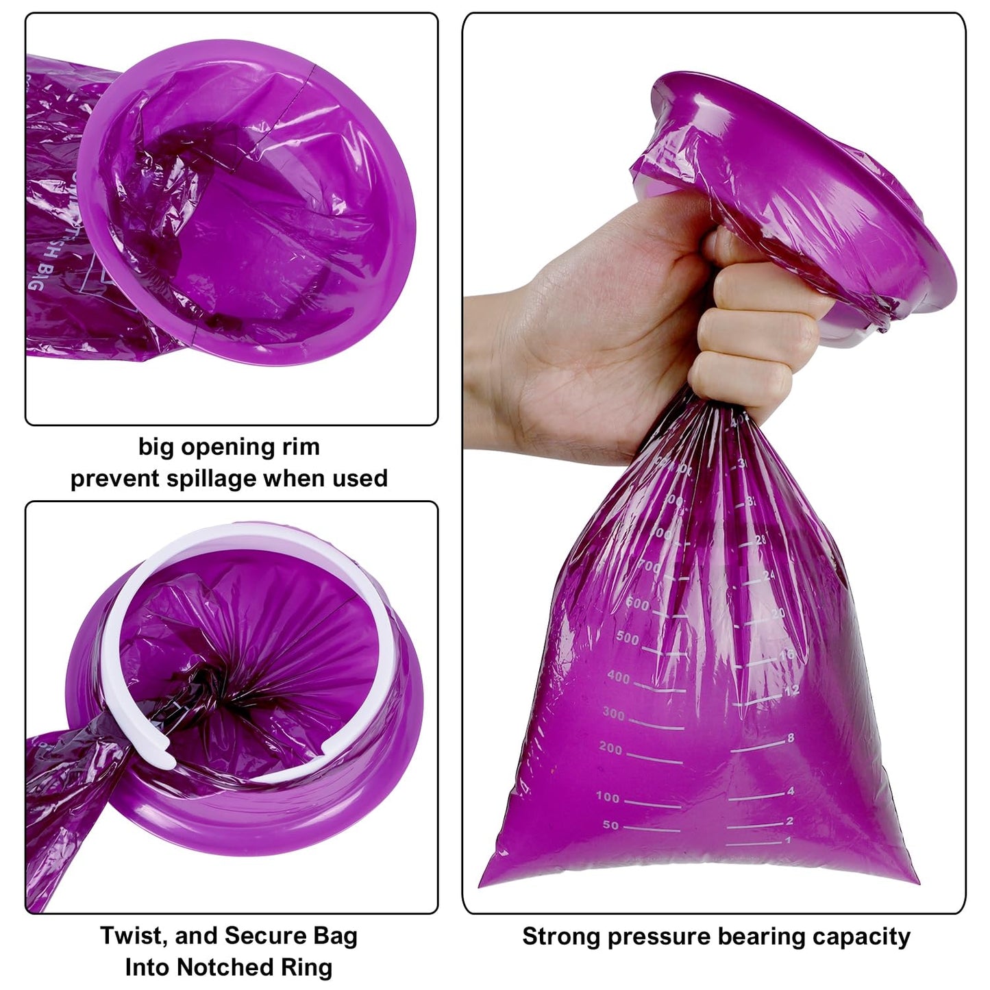 ATDAWN 24 Pack Emesis Bags – Disposable Vomit Bags for Travel, Car Sickness (Purple)