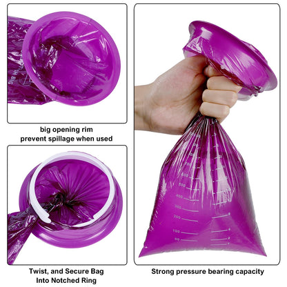 ATDAWN 24 Pack Emesis Bags – Disposable Vomit Bags for Travel, Car Sickness (Purple)