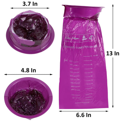 ATDAWN 24 Pack Emesis Bags – Disposable Vomit Bags for Travel, Car Sickness (Purple)