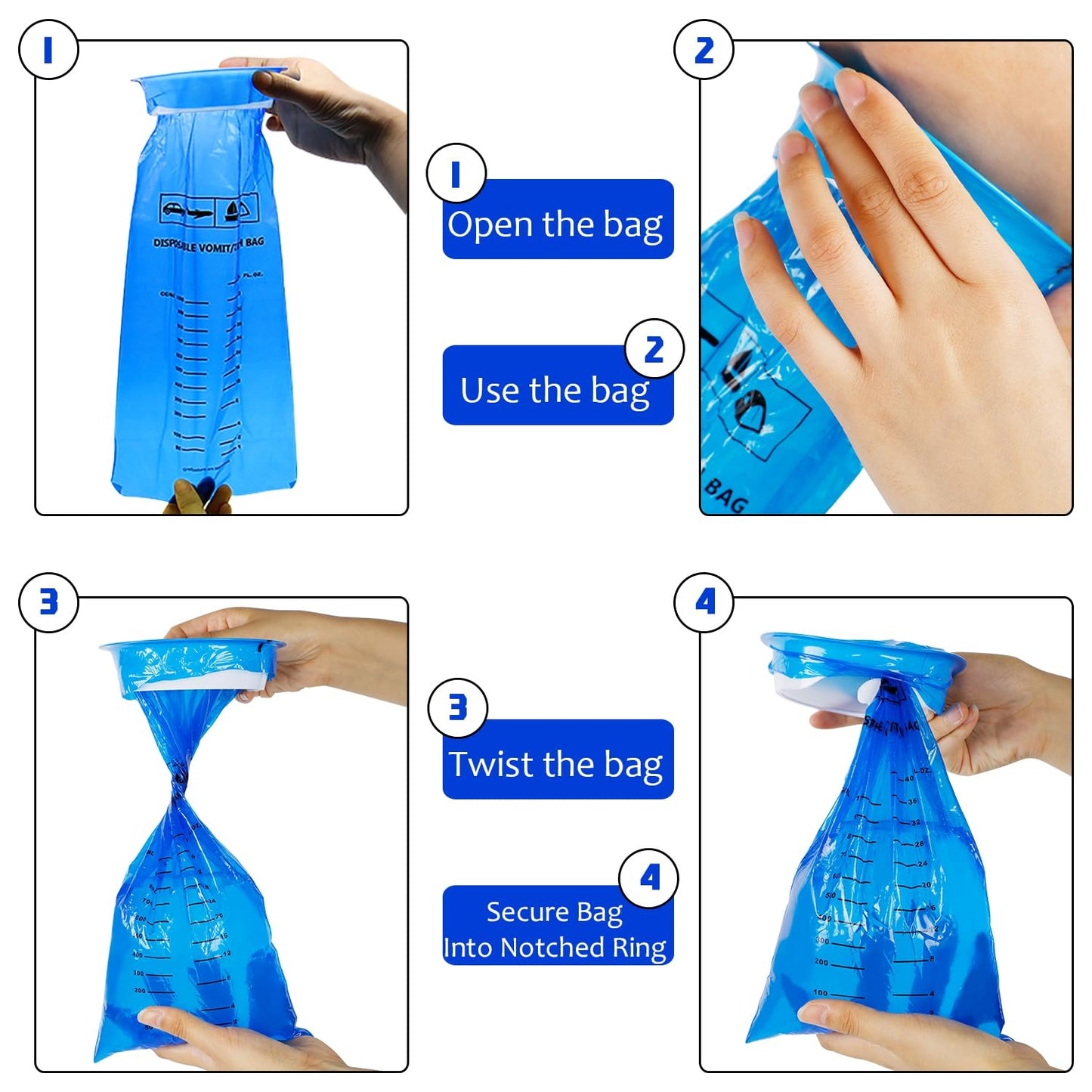 ATDAWN 14 Pack Emesis Bags - Disposable Vomit Bags for Travel & Car Sickness
