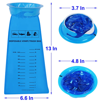 ATDAWN 24 Pack Emesis Bags – Disposable Vomit Bags for Travel & Car Sickness (Blue)