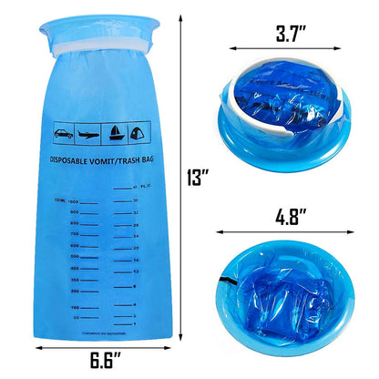 ATDAWN 50 Pack Emesis Bags - Disposable Vomit Bags for Travel & Motion Sickness Blue