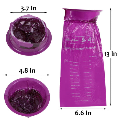ATDAWN 50 Pack Emesis Bags – Disposable Vomit Bags for Travel & Car Sickness (Purple)