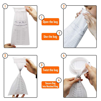 ATDAWN 50 Pack Emesis Bags – Disposable Vomit Bags for Travel, Car & Aircraft