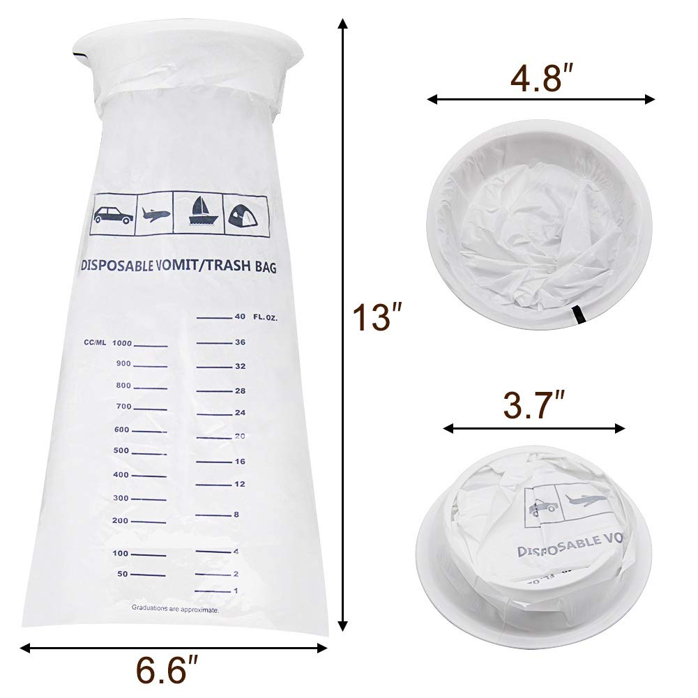 ATDAWN 50 Pack Emesis Bags – Disposable Vomit Bags for Travel, Car & Aircraft