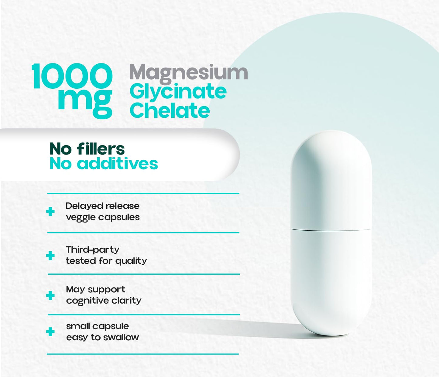 Atempo Magnesium Glycinate 1000mg – Chelated Capsule for Muscle Relaxation, Heart & Nerve Support | Vegan 120 Caps