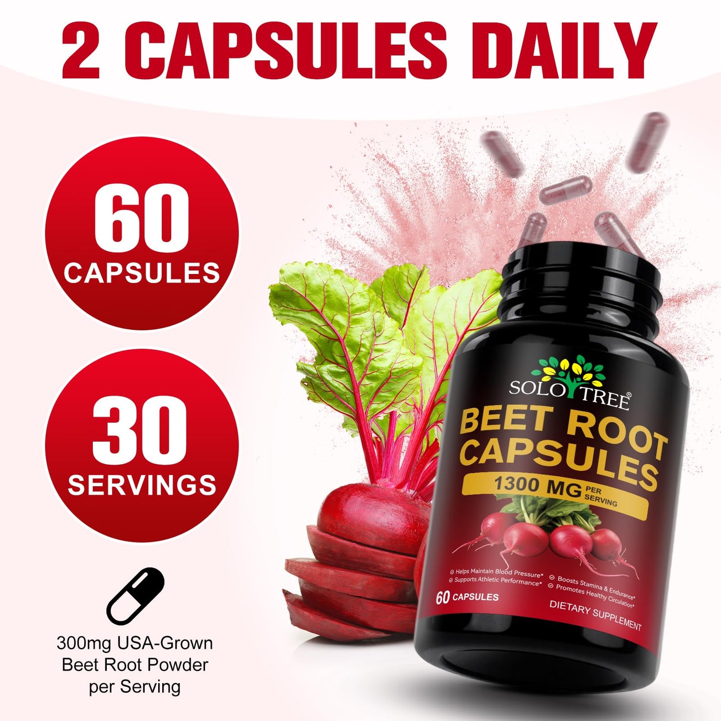 Beet Root Capsules | Beet Root Powder Supplement (60 Capsules) – Non-GMO & Gluten Free