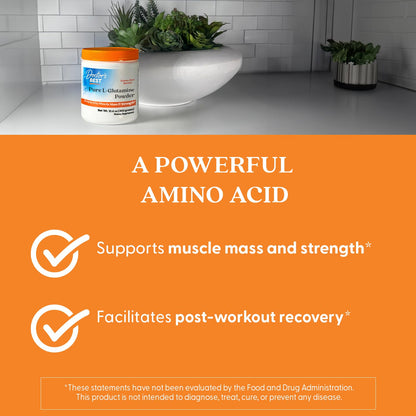 Doctors Best Pure L-Glutamine Powder – Supports Muscle Mass & Strength | Non-GMO, Gluten Free, Soy Free, Vegan (10.6 oz / 300 g)