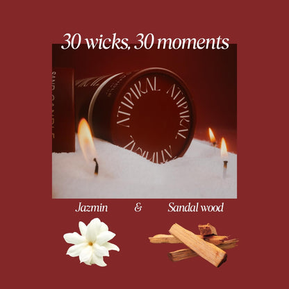 Atipikal Sand Candle 18oz – Saldalwood Jasmine Pearled Wick Candle, 120h Burn