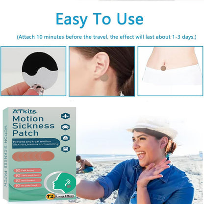 ATkits 40PCS Motion Sickness Patches — Natural Nausea Relief for Travel (Cruise, Car, Flight)