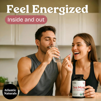 Atlantic Naturals Sea Moss with Beet Root Capsules – Premium Irish Sea Moss Multivitamin (120 ct) | Immune Support, Circulation & Athletic Performance