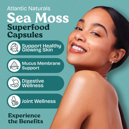 Atlantic Naturals Sea Moss Capsules with Moringa, Ashwagandha, Black Seed Oil, Ginger & Ginseng – 120 Count