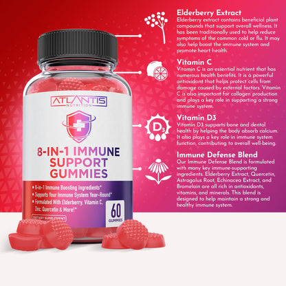 Atlantis Nutrition 8-in-1 Immune Gummies with Elderberry | Immune Support
