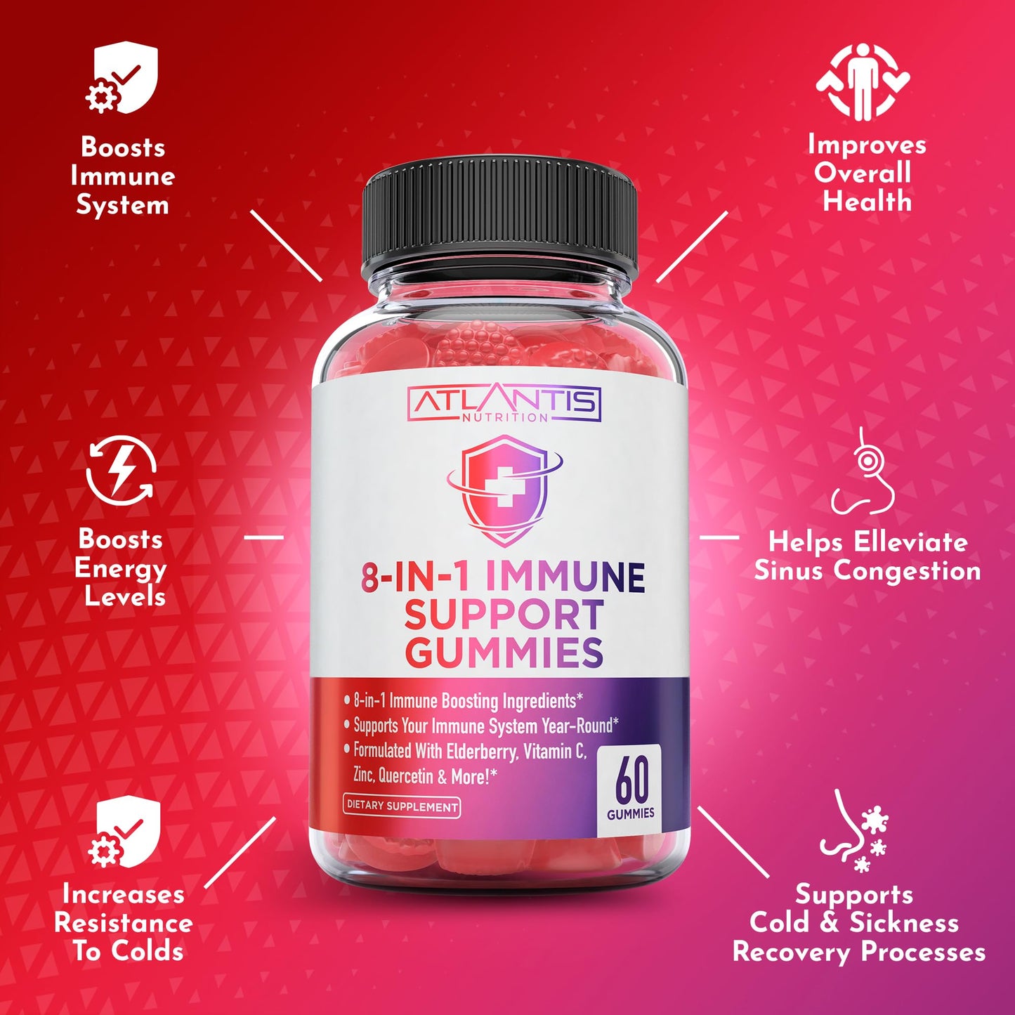 Atlantis Nutrition 8-in-1 Immune Gummies with Elderberry | Immune Support