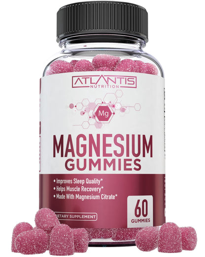 Atlantis Nutrition Magnesium Citrate Gummies – 770mg Magnesium Citrate for Kids & Adults | Supports Muscle Recovery, Eases Cramps, Promotes Calmness & Better Sleep | 60 Vegan Gummies
