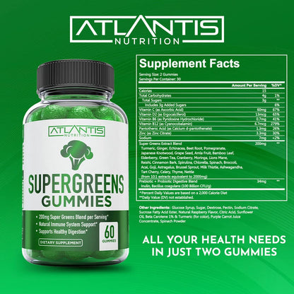Atlantis Nutrition Supergreens Gummies - Immunity Support (60 ct)