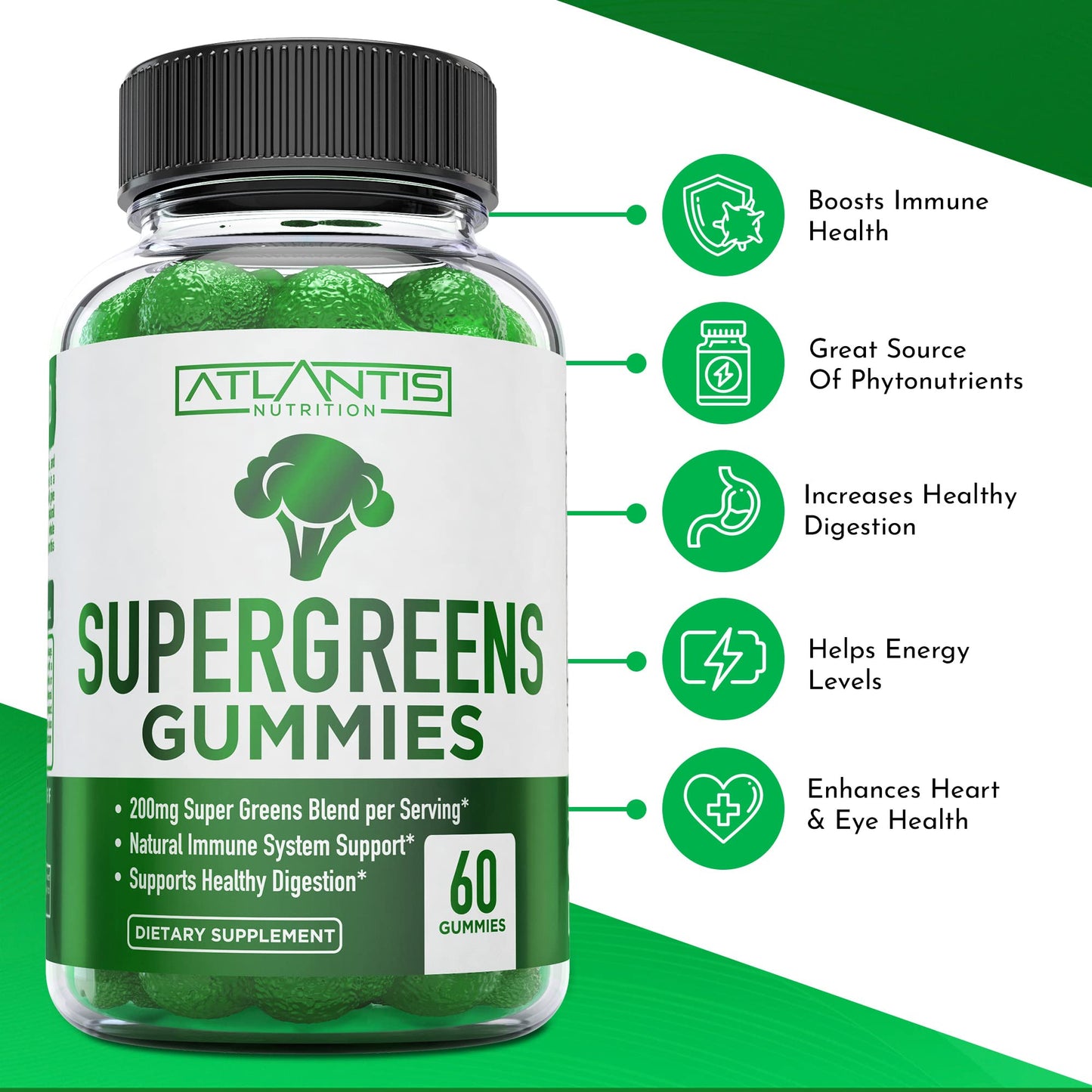 Atlantis Nutrition Supergreens Gummies - Immunity Support (60 ct)