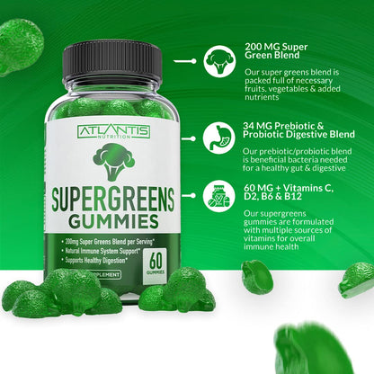 Atlantis Nutrition Supergreens Gummies - Immunity Support (60 ct)