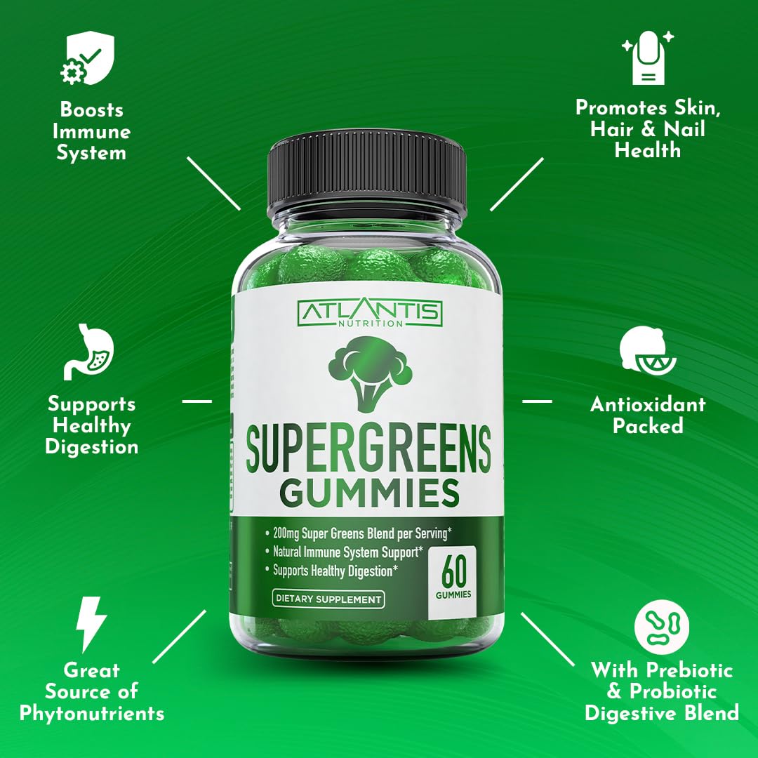Atlantis Nutrition Supergreens Gummies - Immunity Support (60 ct)