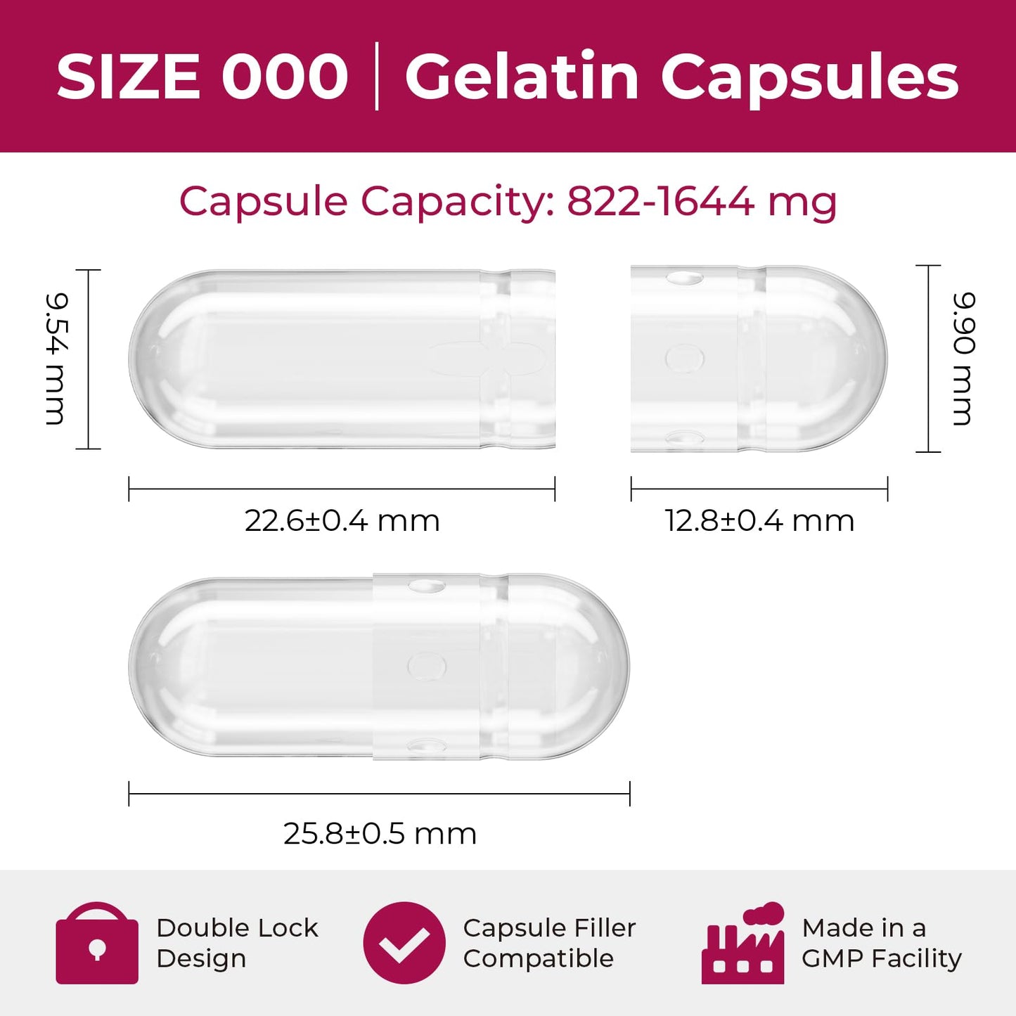 ATLEMISME Empty Gelatin Capsules Size 000 – 1000 Count | DIY Capsule Filling