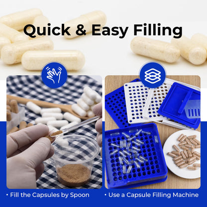 ATLEMISME Empty Vegan Capsules Size 0 - 100 Count | DIY Veggie Capsule Filling (2 Micro Lab Spoons)