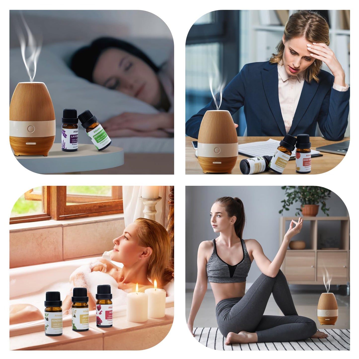 Atlodas 12 Natural Essential Oils Set | Organic Diffuser Aromatherapy Oils