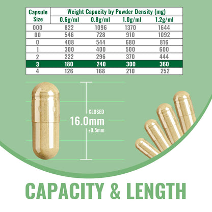 ATNreuro Empty Vegan Capsules Size 3 – 100 Count, 100% Vegetable Cellulose, Non-GMO