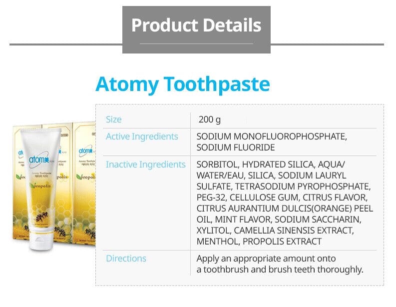 Atomy Toothpaste Propolis 5-Pack (5 x 7.05 oz) – Fluoride Toothpaste