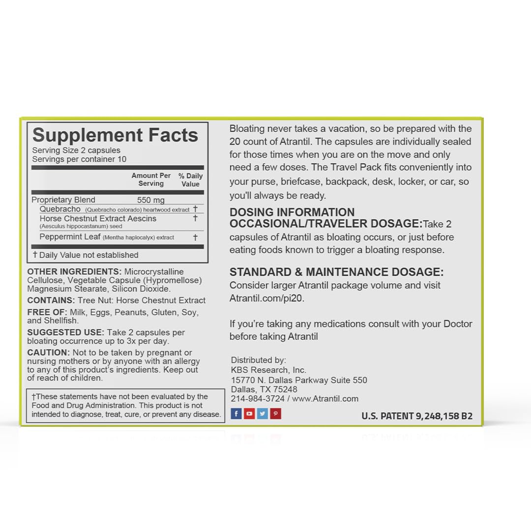 Atrantil Travel Pack (20 Count) | Bloating, Abdominal Discomfort & Change in Bowel Habits