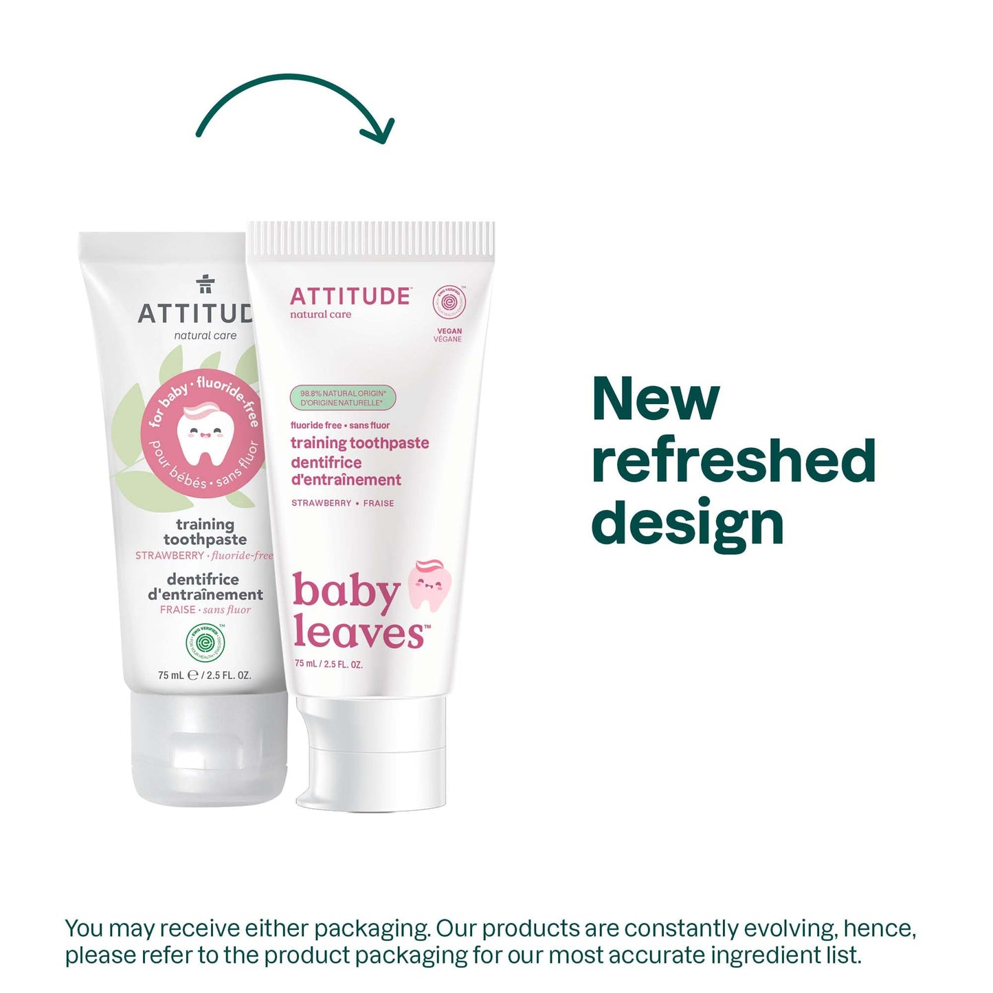 ATTITUDE Baby Training Toothpaste – Strawberry, Fluoride-Free, EWG Verified, Vegan