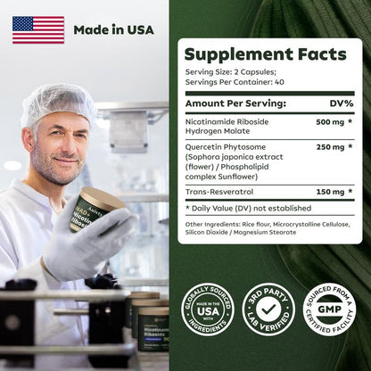 Auivty NAD+ Nicotinamide Riboside with Resveratrol – Liposomal, 900mg, 90 Capsules