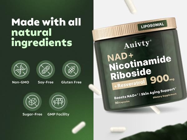 Auivty NAD+ Nicotinamide Riboside with Resveratrol – Liposomal, 900mg, 90 Capsules