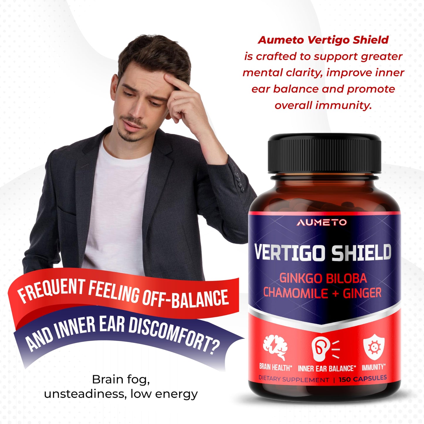 AUMETO Vertigo Support Complex - 14-in-1 Inner Ear Balance | Made in USA