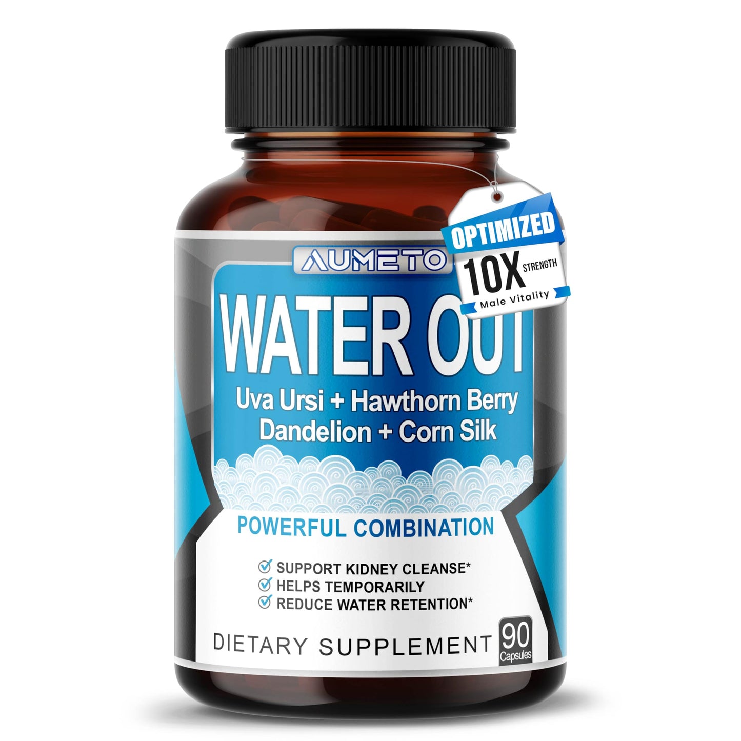 AUMETO Water Out Pills – Uva Ursi, Hawthorn Berry, Dandelion & Corn Silk (90 Count) – Kidney & Stomach Support